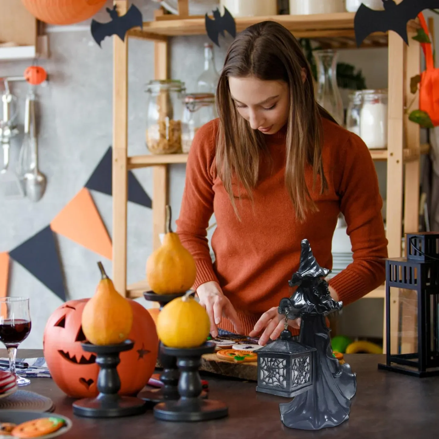 Halloween Lanterns Witch Statues-Festivesl