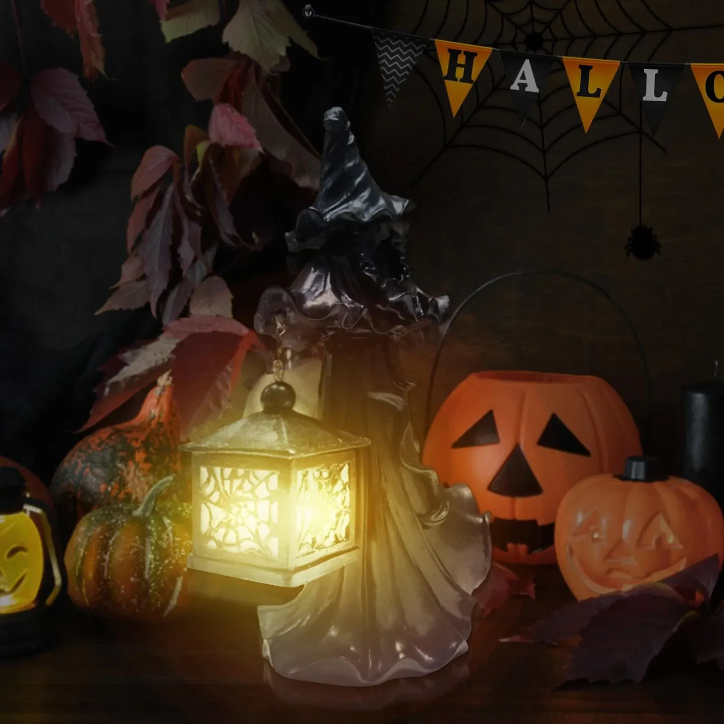 Halloween Lanterns Witch Statues-Festivesl