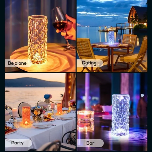 16 Colors Rose Rays Crystal Diamond Table Lamp-Festivesl