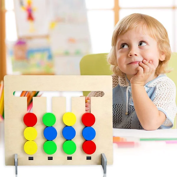 (🔥Last Day Promotion- SAVE 50% OFF)Wooden Sliding Four-Color & Shape Puzzle(BUY 2 GET FREE SHIPPING)-Festivesl