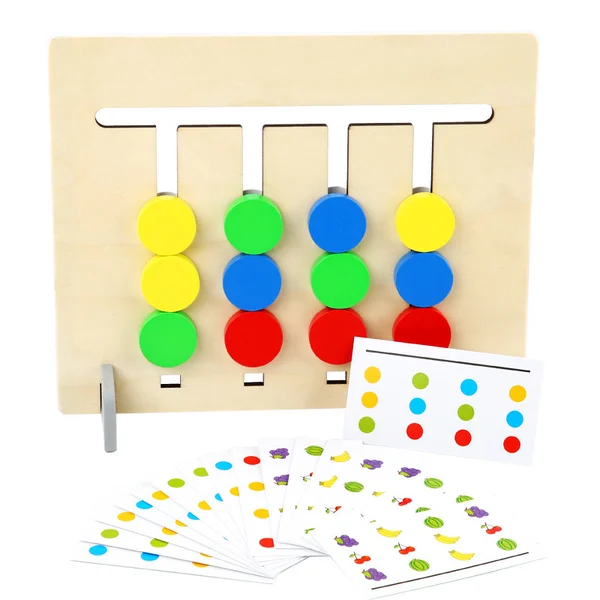 (🔥Last Day Promotion- SAVE 50% OFF)Wooden Sliding Four-Color & Shape Puzzle(BUY 2 GET FREE SHIPPING)-Festivesl