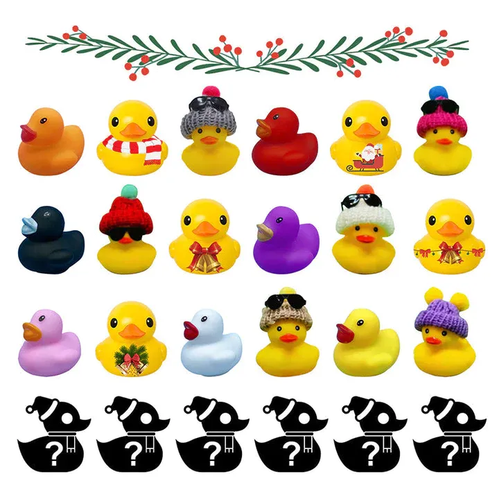 🎄🦆 Christmas Rubber Ducks Advent Calendar 2023(1 Set 24 Ducks)-Festivesl