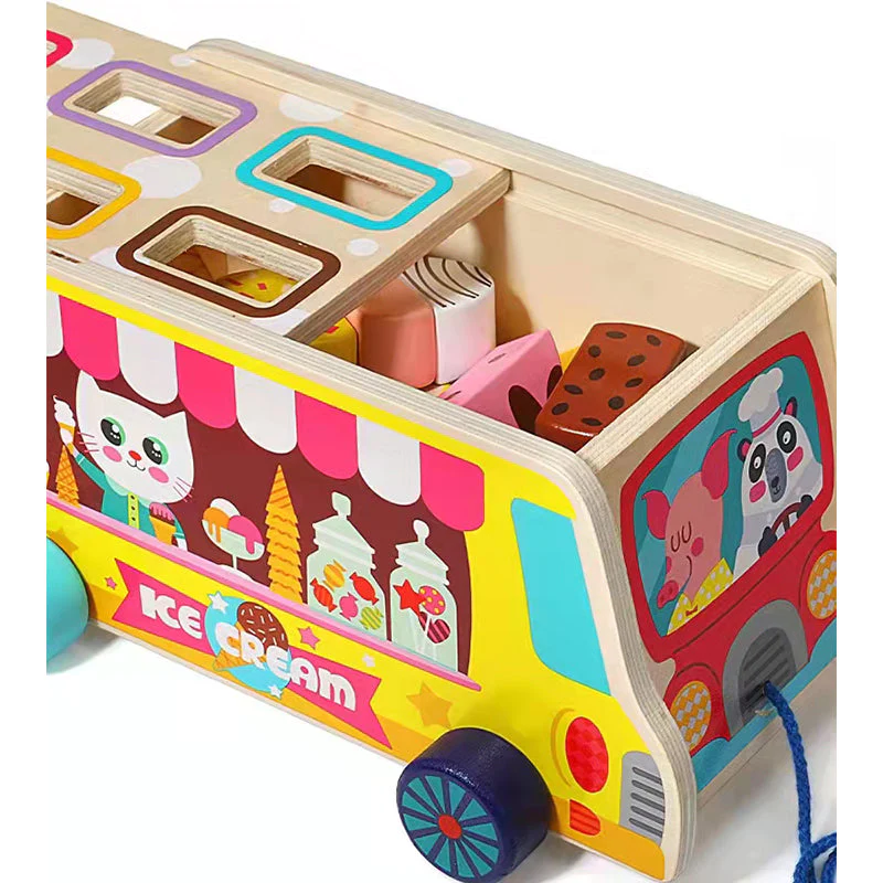 Wooden ice cream truck toy magnetic DIY ice cream kids wooden toy-Festivesl