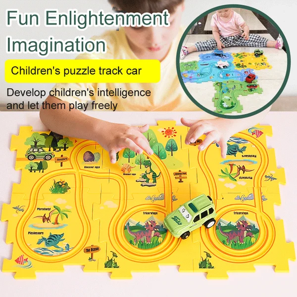 Last Day 70% OFF-🔥Children's Educational Puzzle Track Car Play Set-Festivesl