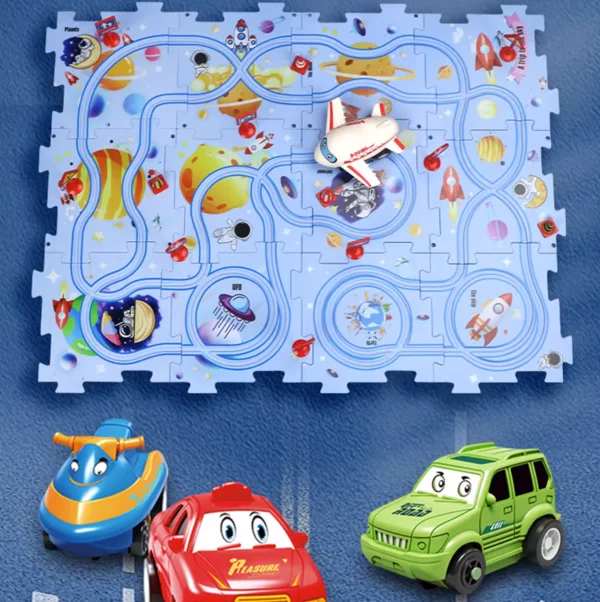Last Day 70% OFF-🔥Children's Educational Puzzle Track Car Play Set-Festivesl