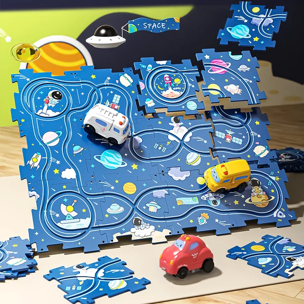 Last Day 70% OFF-🔥Children's Educational Puzzle Track Car Play Set-Festivesl