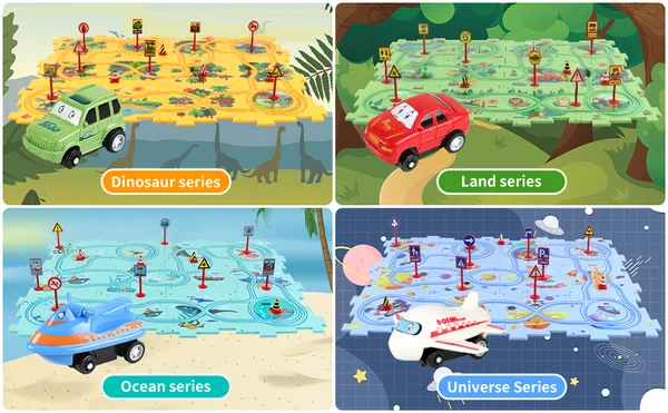 Last Day 70% OFF-🔥Children's Educational Puzzle Track Car Play Set-Festivesl