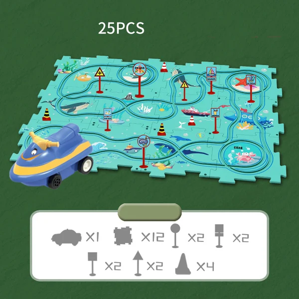 Last Day 70% OFF-🔥Children's Educational Puzzle Track Car Play Set-Festivesl