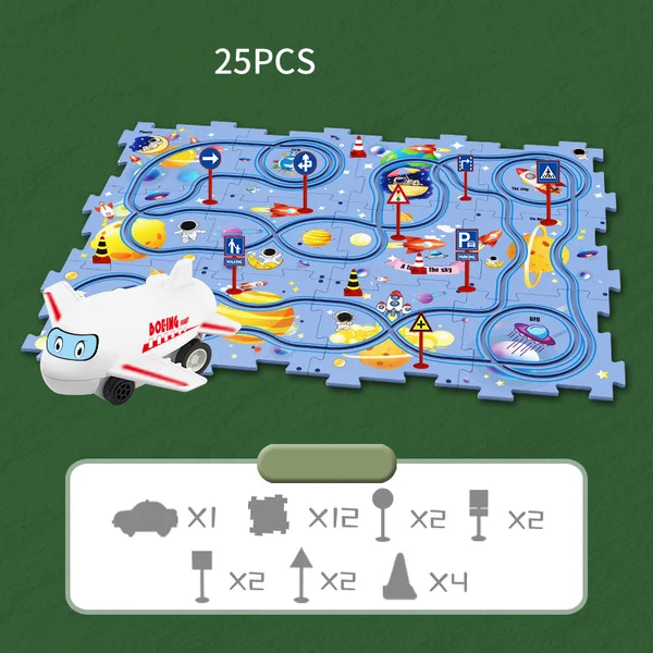 Last Day 70% OFF-🔥Children's Educational Puzzle Track Car Play Set-Festivesl