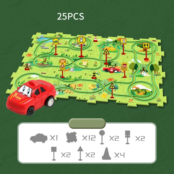 Last Day 70% OFF-🔥Children's Educational Puzzle Track Car Play Set-Festivesl