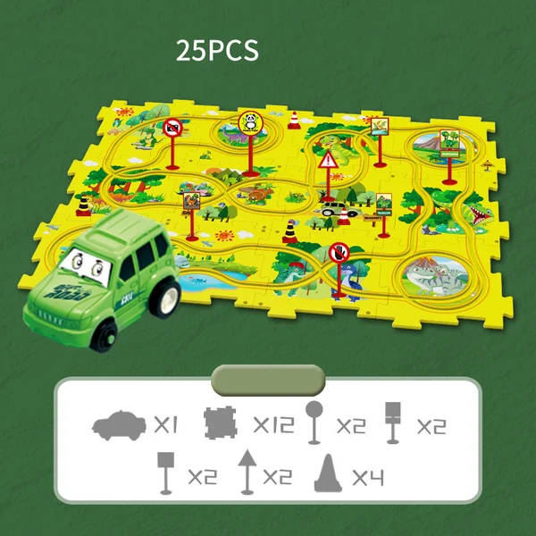 Last Day 70% OFF-🔥Children's Educational Puzzle Track Car Play Set-Festivesl