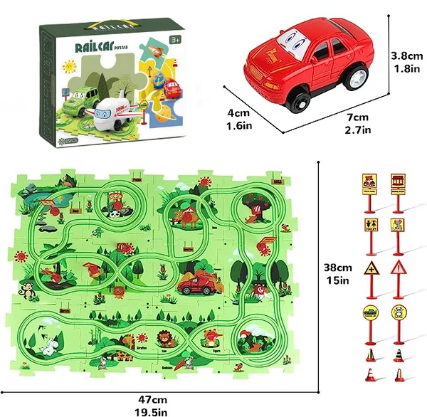Last Day 70% OFF-🔥Children's Educational Puzzle Track Car Play Set-Festivesl