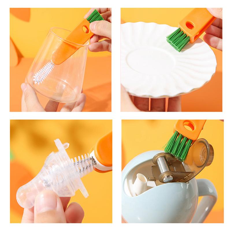 Cleaning Brush,Beveled Corner Versatile Cleaning Brush Hand Held Radish Shape 3 In 1 Cleaning Brush-Festivesl