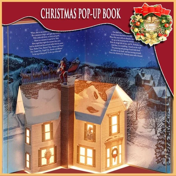🎁 The Night Before Christmas Pop-Up Book(Light & Sound)-Festivesl