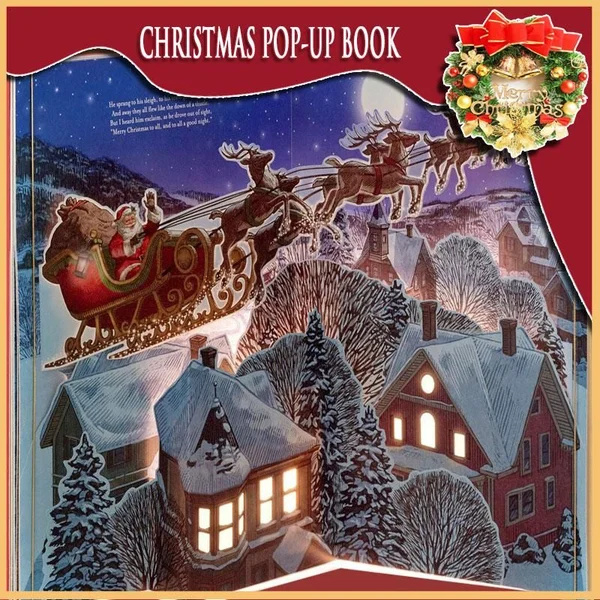 🎁 The Night Before Christmas Pop-Up Book(Light & Sound)-Festivesl