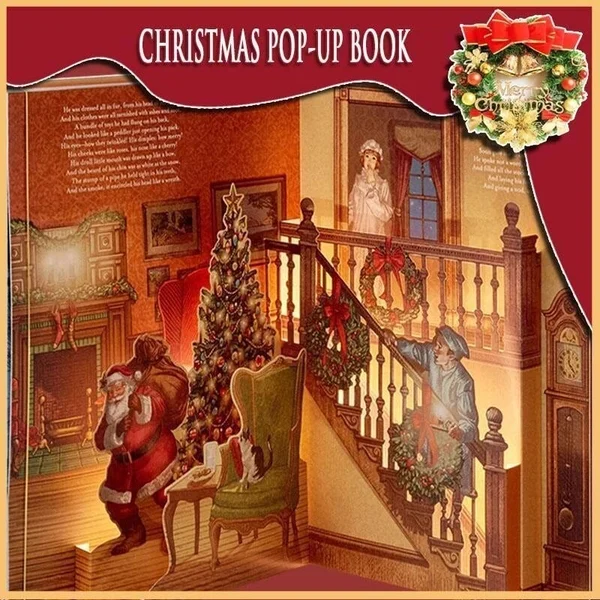 🎁 The Night Before Christmas Pop-Up Book(Light & Sound)-Festivesl