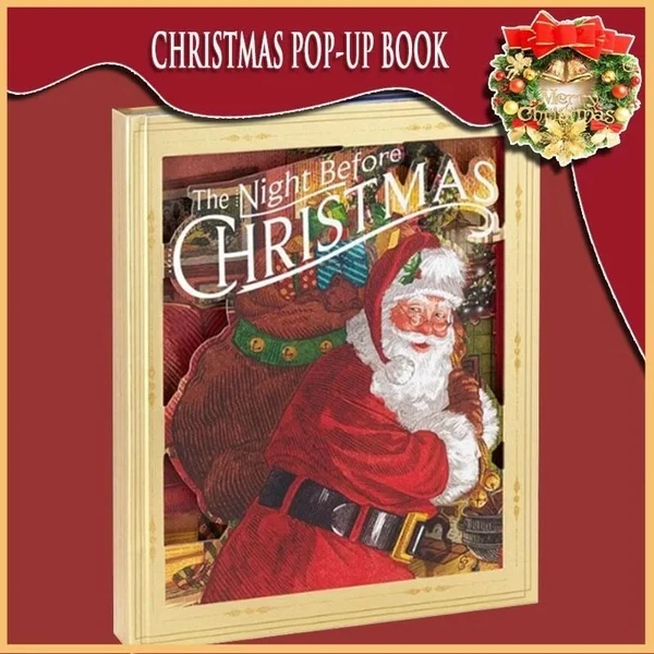 🎁 The Night Before Christmas Pop-Up Book(Light & Sound)-Festivesl