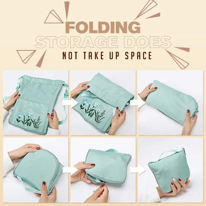 🔥49% OFF🔥Foldable Waterproof Drawstring Large Capacity Embroidered Backpack-Festivesl