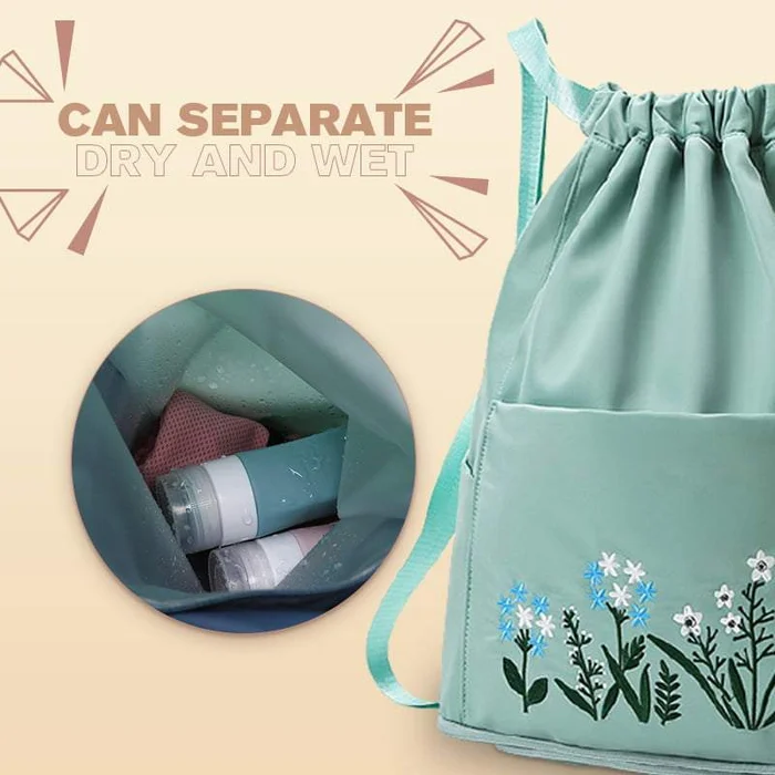 🔥49% OFF🔥Foldable Waterproof Drawstring Large Capacity Embroidered Backpack-Festivesl