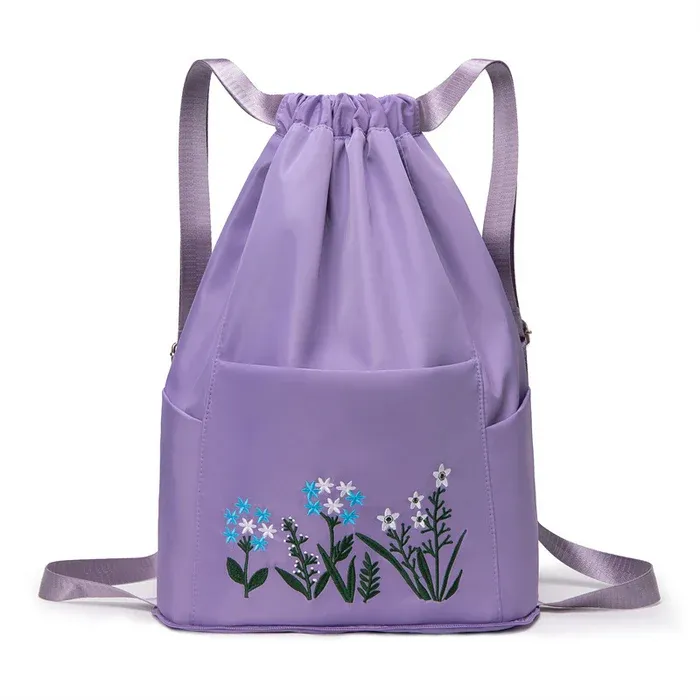 🔥49% OFF🔥Foldable Waterproof Drawstring Large Capacity Embroidered Backpack-Festivesl