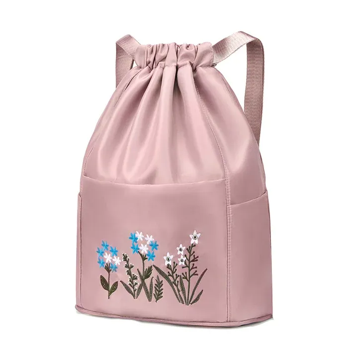 🔥49% OFF🔥Foldable Waterproof Drawstring Large Capacity Embroidered Backpack-Festivesl