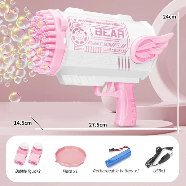 🔥Hot Sale👉 80-Hole Bubble Gun Angel Wing Style With Colorful Led Lights-Festivesl