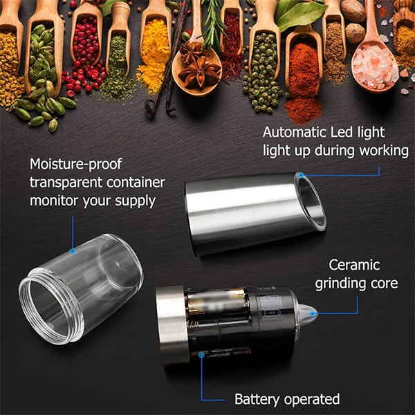 🔥Last Day Promotion -50% OFF🔥Automatic Electric Gravity Induction Salt and Pepper Grinder-Festivesl