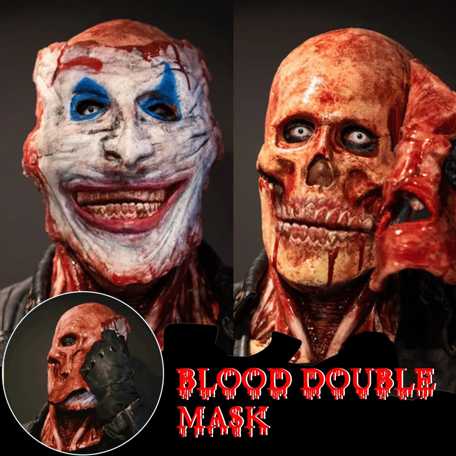 🔥HOT SALE - 45% OFF 🔥Halloween Jack the Clown Double Skull Mask-Festivesl