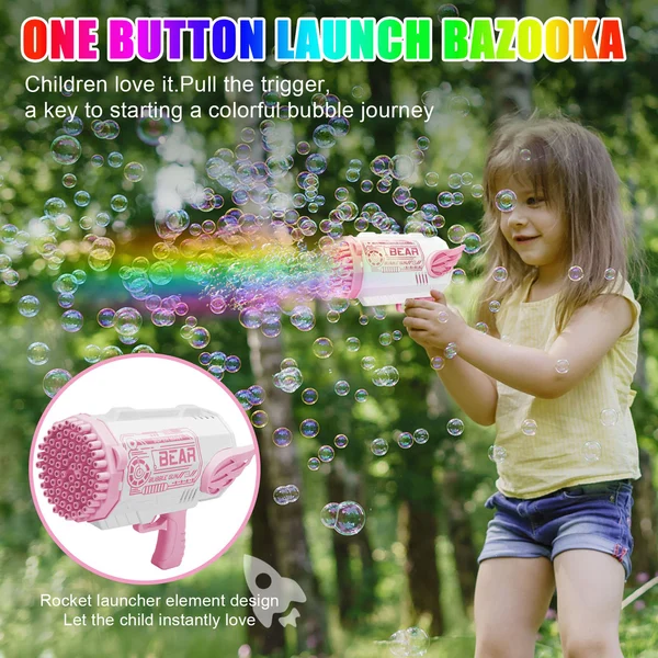 🔥Hot Sale👉 80-Hole Bubble Gun Angel Wing Style With Colorful Led Lights-Festivesl