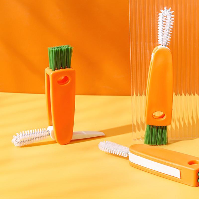 Cleaning Brush,Beveled Corner Versatile Cleaning Brush Hand Held Radish Shape 3 In 1 Cleaning Brush-Festivesl