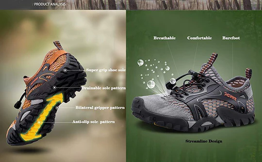 Men's Breathable Mesh Casual Light Outdoor Hiking Shoes-Festivesl