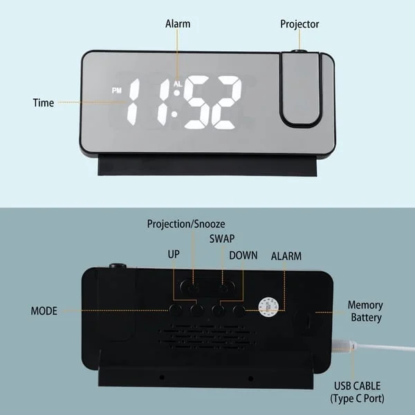 Mirror Projection Alarm Clock⏰ (BUY 2 GET FREE SHIPPING)-Festivesl