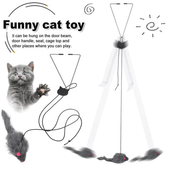 (🔥Last Day Promotion 49% OFF) Funny Pet Toy - Hanging Door Type Black Mouse (BUY 2 GET 1 FREE)-Festivesl