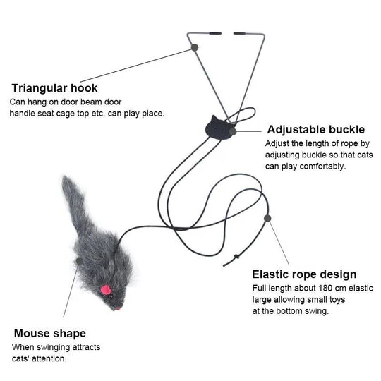 (🔥Last Day Promotion 49% OFF) Funny Pet Toy - Hanging Door Type Black Mouse (BUY 2 GET 1 FREE)-Festivesl