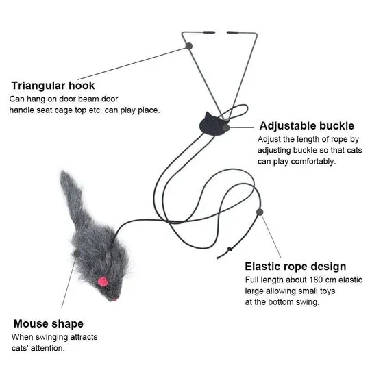 (🔥Last Day Promotion 49% OFF) Funny Pet Toy - Hanging Door Type Black Mouse (BUY 2 GET 1 FREE)-Festivesl