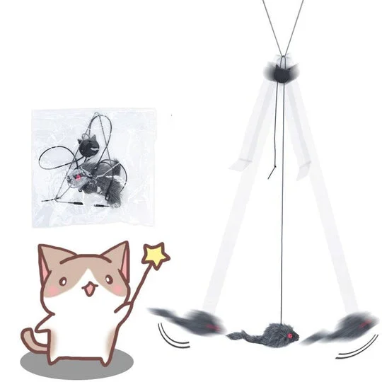 (🔥Last Day Promotion 49% OFF) Funny Pet Toy - Hanging Door Type Black Mouse (BUY 2 GET 1 FREE)-Festivesl