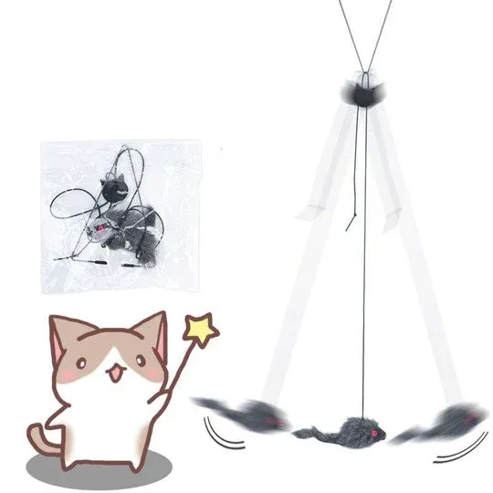 (🔥Last Day Promotion 49% OFF) Funny Pet Toy - Hanging Door Type Black Mouse (BUY 2 GET 1 FREE)-Festivesl