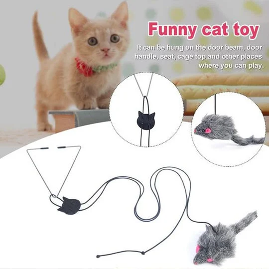 (🔥Last Day Promotion 49% OFF) Funny Pet Toy - Hanging Door Type Black Mouse (BUY 2 GET 1 FREE)-Festivesl