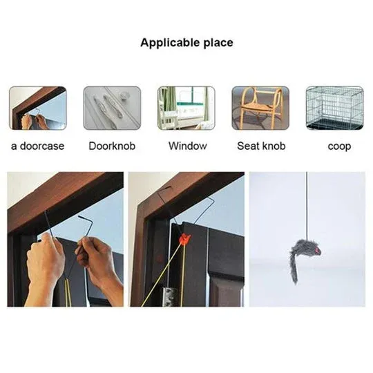 (🔥Last Day Promotion 49% OFF) Funny Pet Toy - Hanging Door Type Black Mouse (BUY 2 GET 1 FREE)-Festivesl