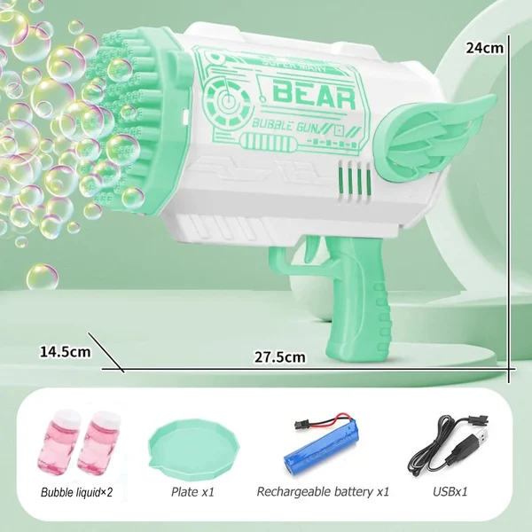 🔥Hot Sale👉 80-Hole Bubble Gun Angel Wing Style With Colorful Led Lights-Festivesl