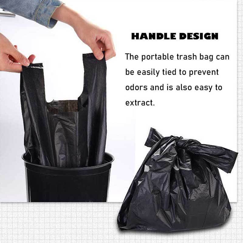 Black Bathroom Plastic Bags with Handle (50PC)-Festivesl