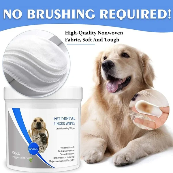Pet Dental Cleaning Finger Wipes-50 Wipes (🔥BUY 2 GET 1 FREE & FREE SHIPPING)-Festivesl
