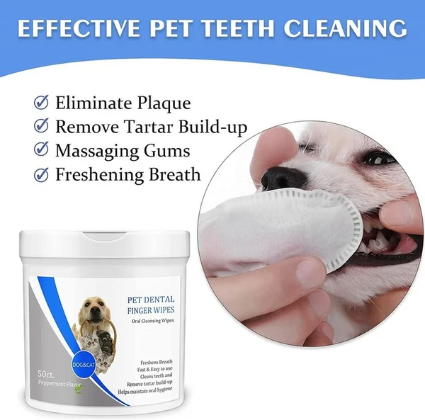Pet Dental Cleaning Finger Wipes-50 Wipes (🔥BUY 2 GET 1 FREE & FREE SHIPPING)-Festivesl