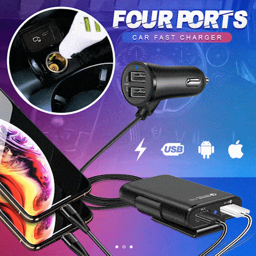 🔥Last Day Promotion 49% OFF - Four Ports Car Fast Charger (BUY 3 SAVE 15% & FREE SHIPPING)-Festivesl
