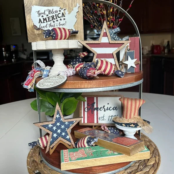 🔥4th of July Patriotic Tiered tray decor-Festivesl