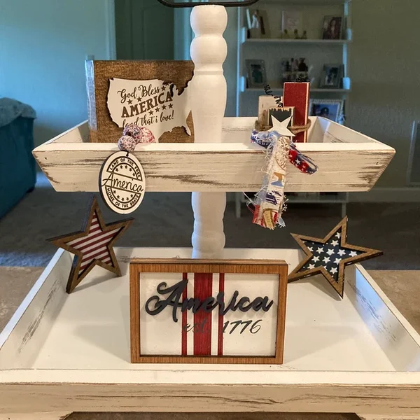 🔥4th of July Patriotic Tiered tray decor-Festivesl