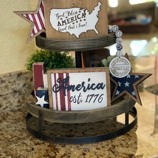 🔥4th of July Patriotic Tiered tray decor-Festivesl