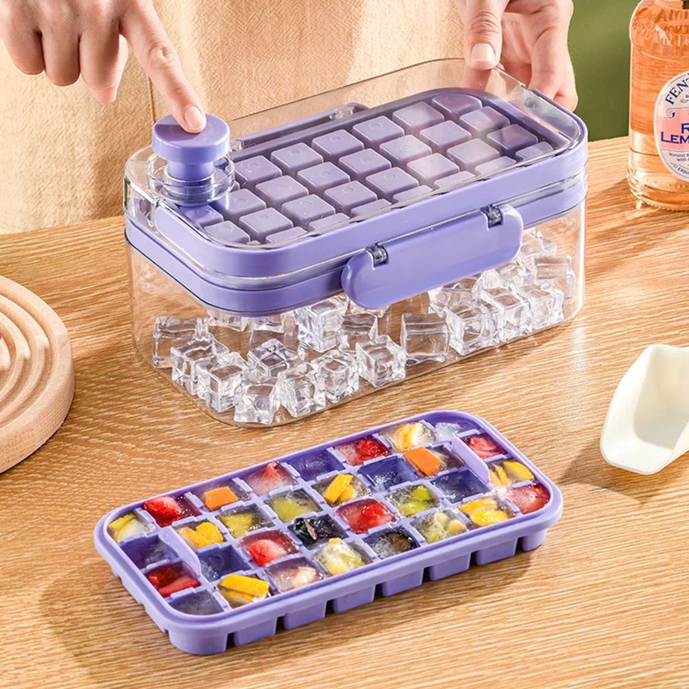 2 In 1 Press Ice Cube Making Mould andStorage Box with Lid Portable-Festivesl