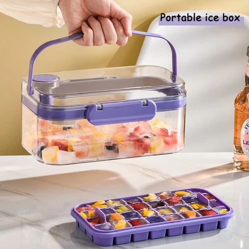 2 In 1 Press Ice Cube Making Mould andStorage Box with Lid Portable-Festivesl