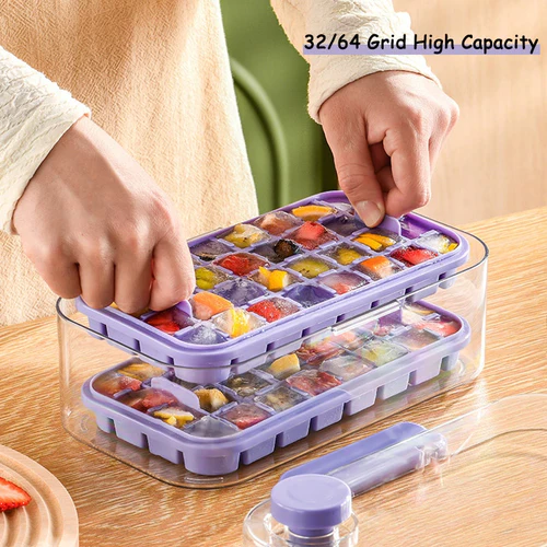2 In 1 Press Ice Cube Making Mould andStorage Box with Lid Portable-Festivesl